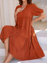 EMERY ROSE Puff Sleeve Button Front Smock Dress